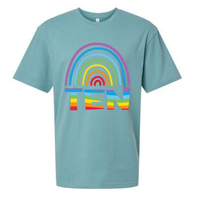 10th Birthday Gift Rainbow Fan 10 Years Olds 10 Bday Sueded Cloud Jersey T-Shirt