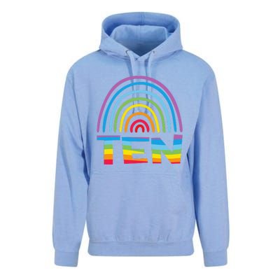 10th Birthday Gift Rainbow Fan 10 Years Olds 10 Bday Unisex Surf Hoodie