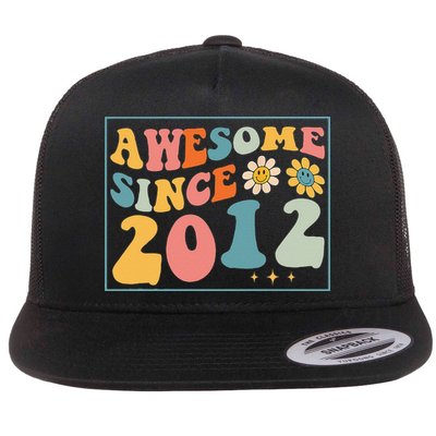 10th Birthday Gifts Awesome Since 2012 10 Years Old Groovy Flatbill Hat
