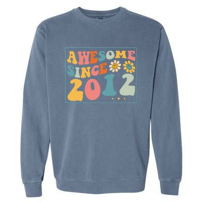 10th Birthday Gifts Awesome Since 2012 10 Years Old Groovy Garment-Dyed Sweatshirt