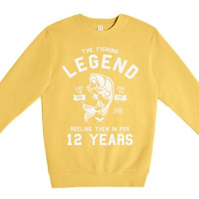 12th Birthday Gift The Fishing Legend 12 Years Fisherman Premium Crewneck Sweatshirt