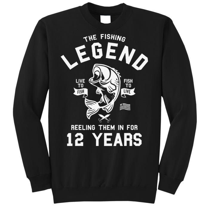 12th Birthday Gift The Fishing Legend 12 Years Fisherman Sweatshirt