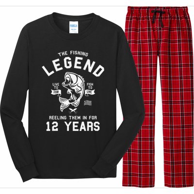 12th Birthday Gift The Fishing Legend 12 Years Fisherman Long Sleeve Pajama Set