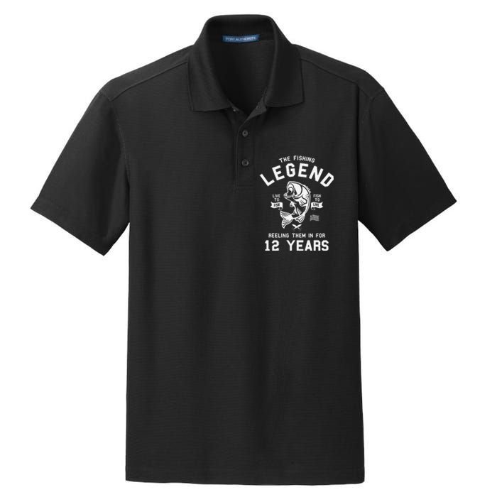 12th Birthday Gift The Fishing Legend 12 Years Fisherman Dry Zone Grid Polo