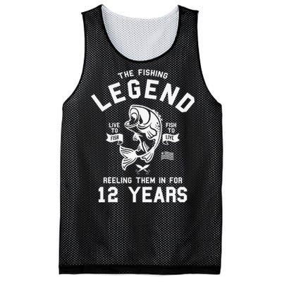 12th Birthday Gift The Fishing Legend 12 Years Fisherman Mesh Reversible Basketball Jersey Tank