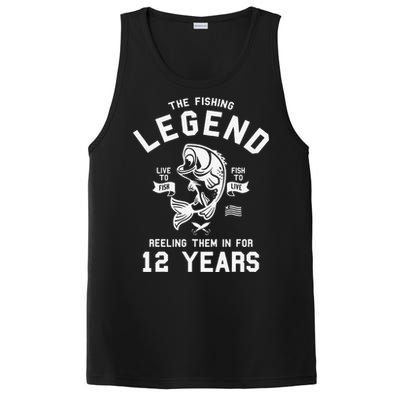 12th Birthday Gift The Fishing Legend 12 Years Fisherman PosiCharge Competitor Tank