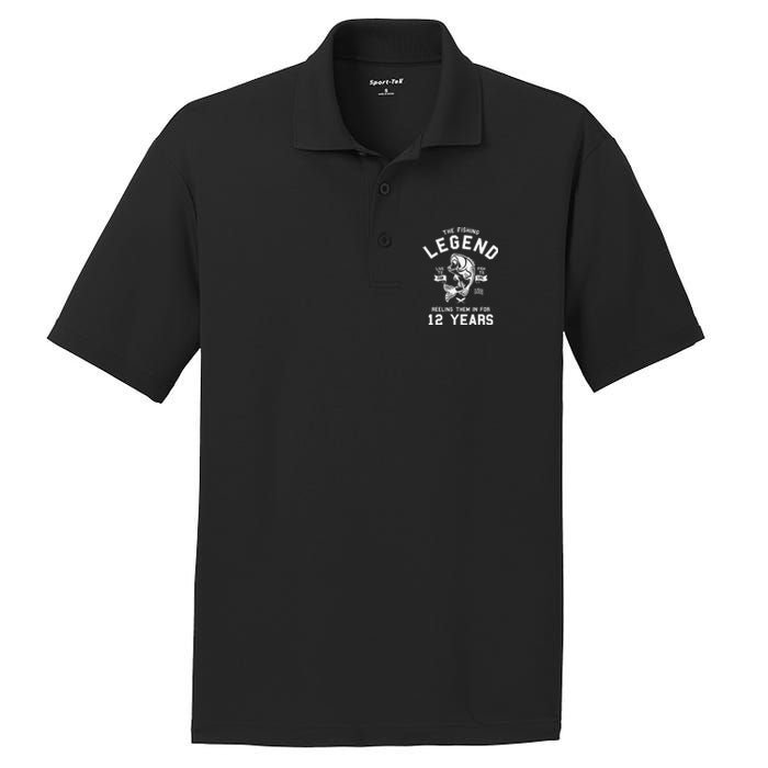 12th Birthday Gift The Fishing Legend 12 Years Fisherman PosiCharge RacerMesh Polo