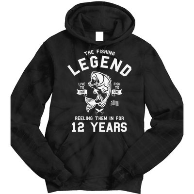 12th Birthday Gift The Fishing Legend 12 Years Fisherman Tie Dye Hoodie