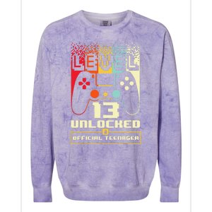 13th Birthday Gift Level 13 Unlocked Officialnager Colorblast Crewneck Sweatshirt