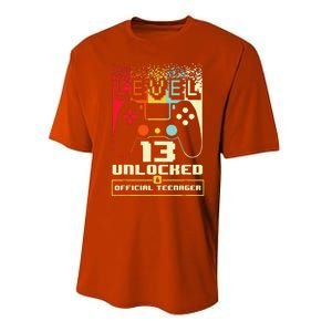 13th Birthday Gift Level 13 Unlocked Officialnager Performance Sprint T-Shirt