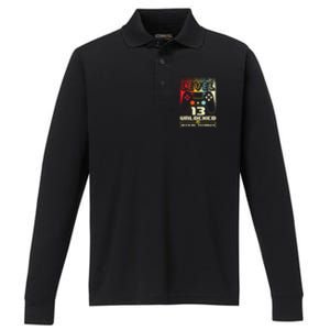 13th Birthday Gift Level 13 Unlocked Officialnager Performance Long Sleeve Polo