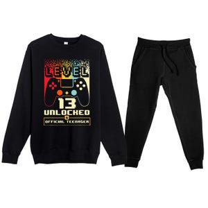 13th Birthday Gift Level 13 Unlocked Officialnager Premium Crewneck Sweatsuit Set