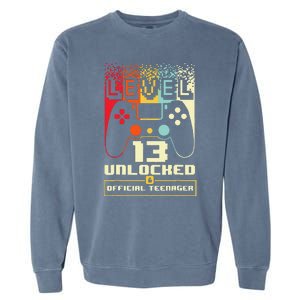 13th Birthday Gift Level 13 Unlocked Officialnager Garment-Dyed Sweatshirt