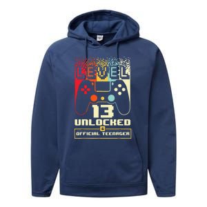 13th Birthday Gift Level 13 Unlocked Officialnager Performance Fleece Hoodie