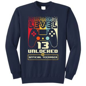 13th Birthday Gift Level 13 Unlocked Officialnager Tall Sweatshirt