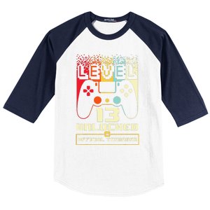 13th Birthday Gift Level 13 Unlocked Officialnager Baseball Sleeve Shirt