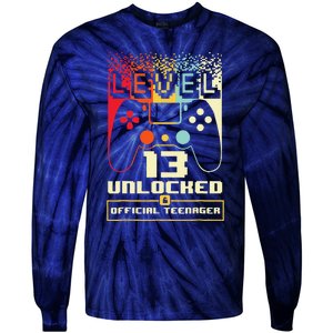 13th Birthday Gift Level 13 Unlocked Officialnager Tie-Dye Long Sleeve Shirt