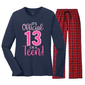 13th Birthday Girl 13 Years Teen Teenager Birthday Women's Long Sleeve Flannel Pajama Set 