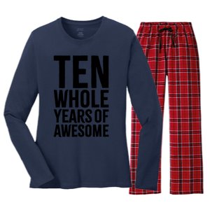 10th Birthday Gift Boy Age 10 Ten Year Old Boys Son T Women's Long Sleeve Flannel Pajama Set 