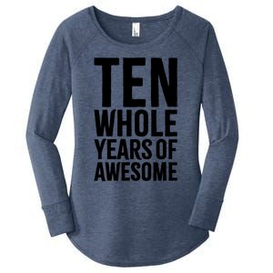 10th Birthday Gift Boy Age 10 Ten Year Old Boys Son T Women's Perfect Tri Tunic Long Sleeve Shirt