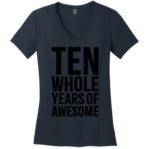 10th Birthday Gift Boy Age 10 Ten Year Old Boys Son T Women's V-Neck T-Shirt