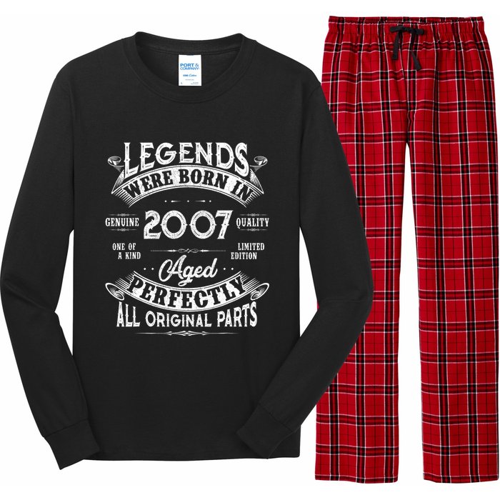 15th Birthday Gift Vintage Legends Born In 2007 15 Years Old Long Sleeve Pajama Set