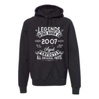 15th Birthday Gift Vintage Legends Born In 2007 15 Years Old Premium Hoodie