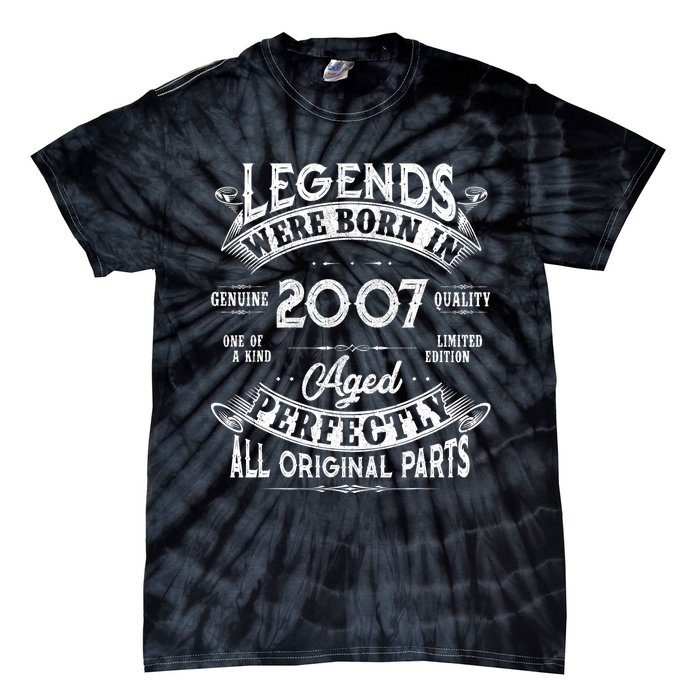 15th Birthday Gift Vintage Legends Born In 2007 15 Years Old Tie-Dye T-Shirt