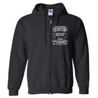 15th Birthday Gift Vintage Legends Born In 2007 15 Years Old Full Zip Hoodie