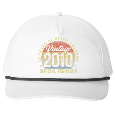 13th Birthday Gifts Vintage 2010 Teenager 13 Years Old Snapback Five-Panel Rope Hat