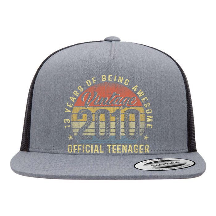 13th Birthday Gifts Vintage 2010 Teenager 13 Years Old Flat Bill Trucker Hat