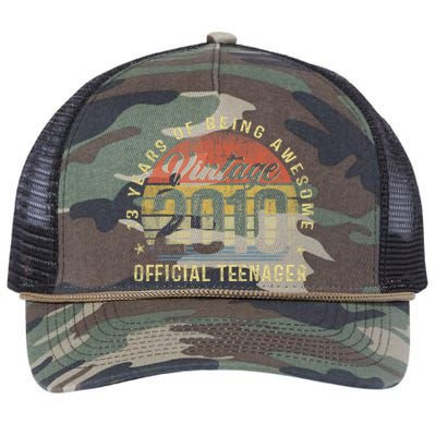 13th Birthday Gifts Vintage 2010 Teenager 13 Years Old Retro Rope Trucker Hat Cap