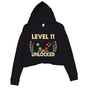 11th Birthday Gifts Boy Funny Gaming Video Gamer 11 Year Old Crop Fleece Hoodie