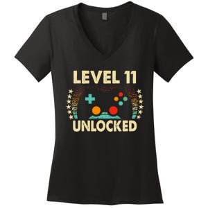 11th Birthday Gifts Boy Funny Gaming Video Gamer 11 Year Old Women's V-Neck T-Shirt