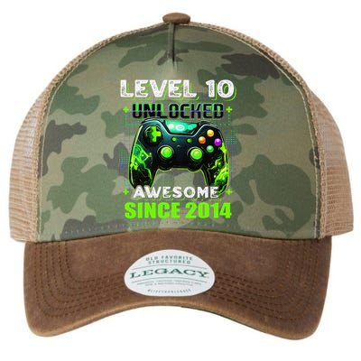 10th Birthday Gamer 10 Year Old Funny Bday Boy Ten Son Legacy Tie Dye Trucker Hat