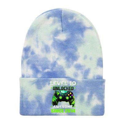 10th Birthday Gamer 10 Year Old Funny Bday Boy Ten Son Tie Dye 12in Knit Beanie