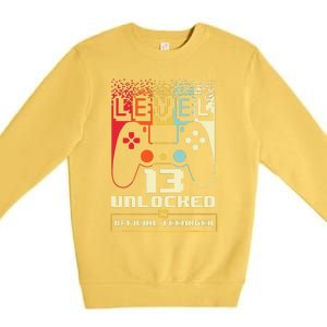 13th Birthday Gift Level 13 Unlocked Nager Premium Crewneck Sweatshirt