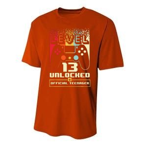 13th Birthday Gift Level 13 Unlocked Nager Performance Sprint T-Shirt