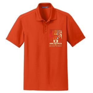 13th Birthday Gift Level 13 Unlocked Nager Dry Zone Grid Polo