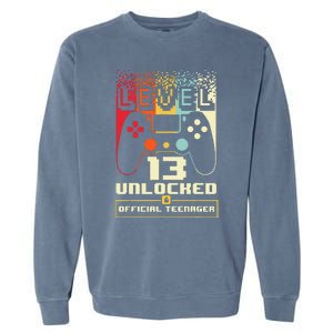 13th Birthday Gift Level 13 Unlocked Nager Garment-Dyed Sweatshirt