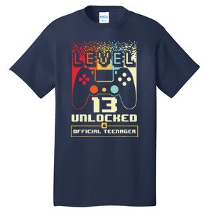 13th Birthday Gift Level 13 Unlocked Nager Tall T-Shirt