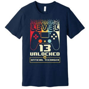 13th Birthday Gift Level 13 Unlocked Nager Premium T-Shirt