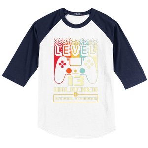 13th Birthday Gift Level 13 Unlocked Nager Baseball Sleeve Shirt