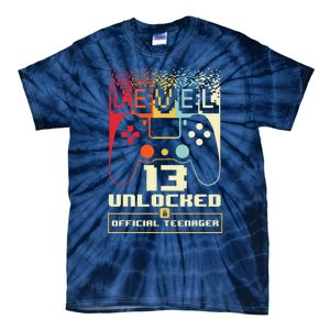 13th Birthday Gift Level 13 Unlocked Nager Tie-Dye T-Shirt