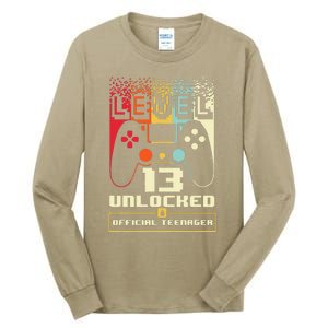 13th Birthday Gift Level 13 Unlocked Nager Tall Long Sleeve T-Shirt