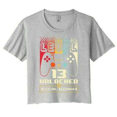 13th Birthday Gift Level 13 Unlocked Nager Women's Crop Top Tee