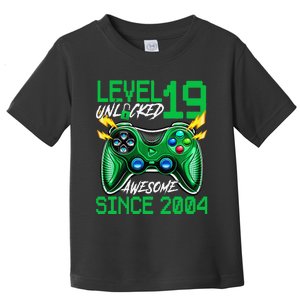 19th Birthday Gift Level 19 Unlocked Awesome 2004 Gamer Toddler T-Shirt