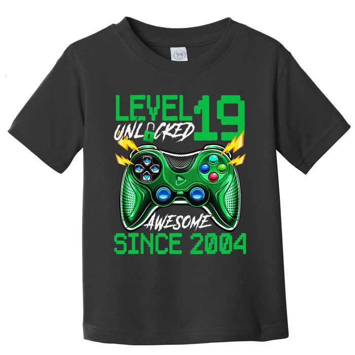 19th Birthday Gift Level 19 Unlocked Awesome 2004 Gamer Toddler T-Shirt