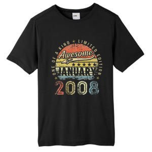 15th Birthday Gift Awesome Since January 2008 15 Year Old Love Tall Fusion ChromaSoft Performance T-Shirt