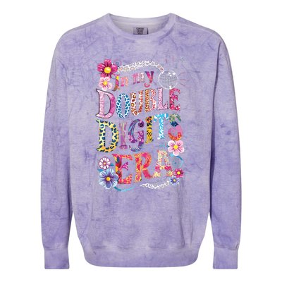 10th Birthday Girl In My Double Digits Era Retro 10 Year Old Colorblast Crewneck Sweatshirt